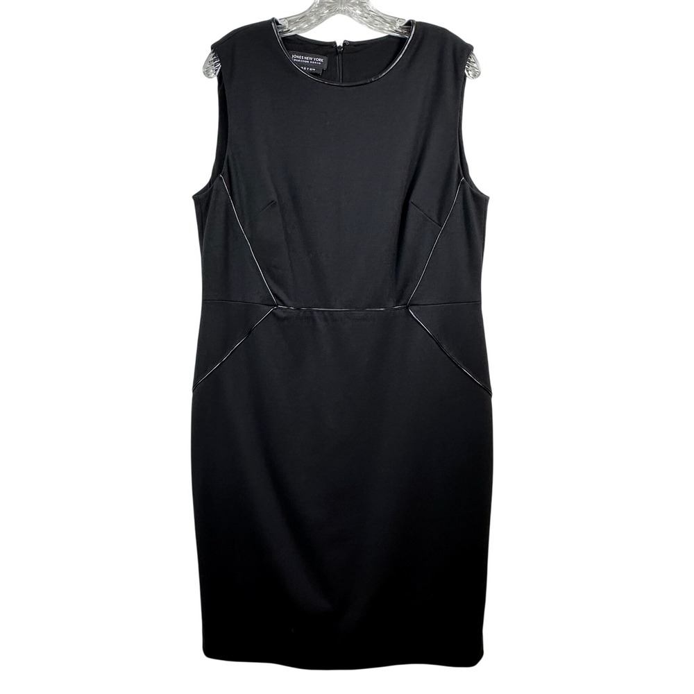 Jones New York Collection Woman Black Sleeveless Sheath Dress 14W Flaw
